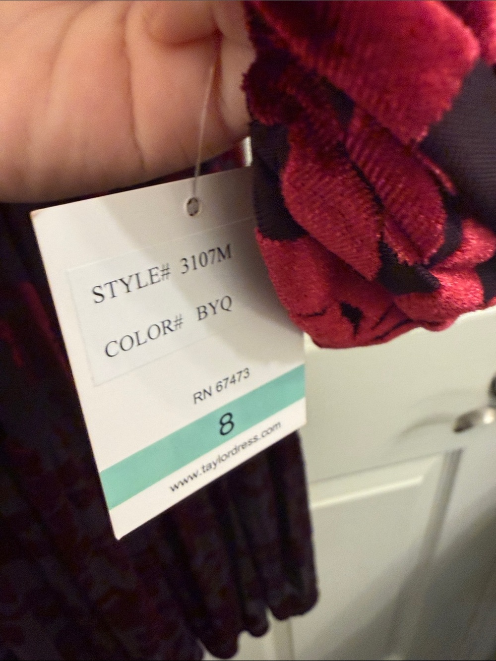 Taylor & Sage Black Long-Sleeve Dress with Red Floral Burnout - Picture 3 of 4